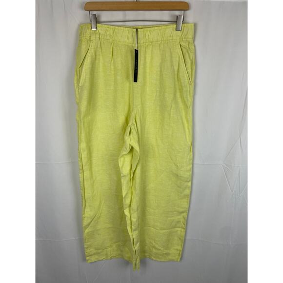 Tahari Pants - Tahari Women's 100% Linen Pull On Elastic Waist Pant Bright Yellow Size L
